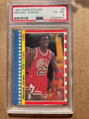 1987 Fleer Michael Jordan Sticker Card - Red